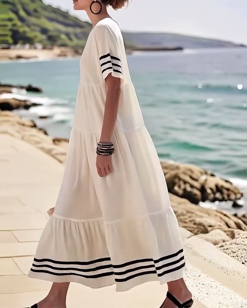Trendy Vacation Dress Short Sleeves
