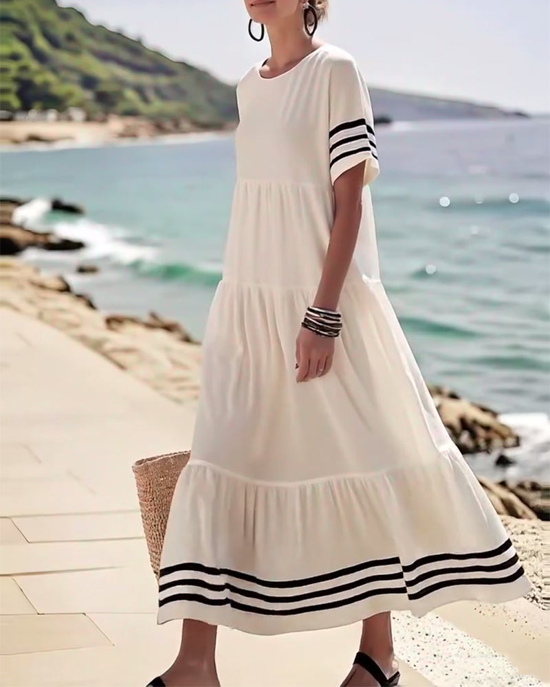 Trendy Vacation Dress Short Sleeves