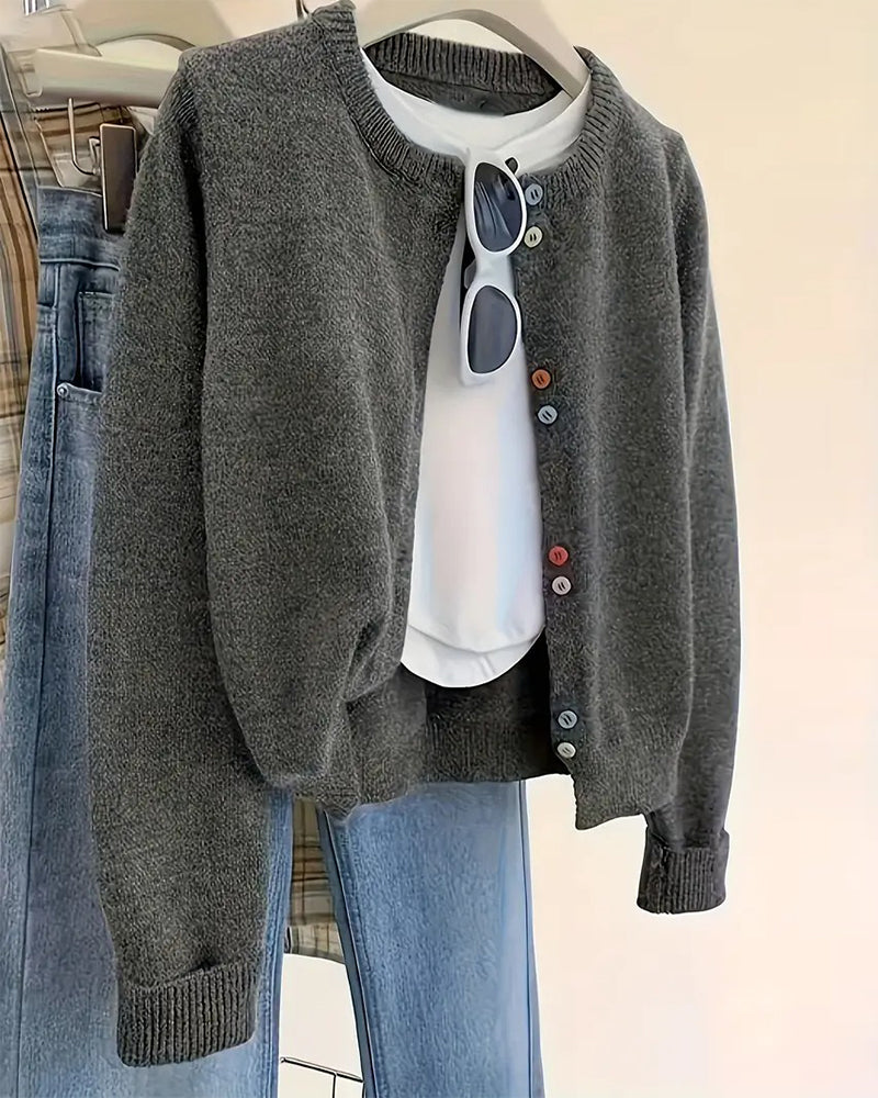 Casual Solid Color Long Sleeve Cardigan