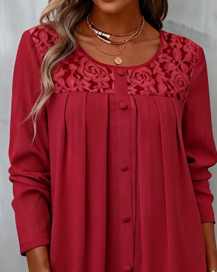 Loose Long Sleeve Pleated Top