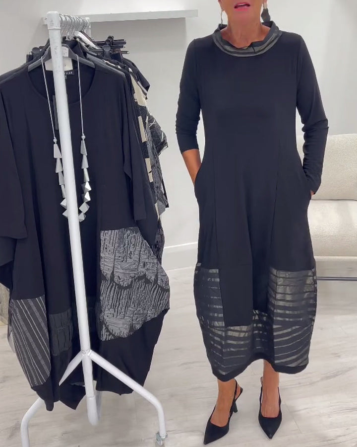 Trendy Solid Color Dress with Panels