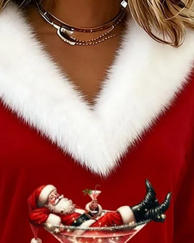 Top Printed Christmas Plush Long Sleeves