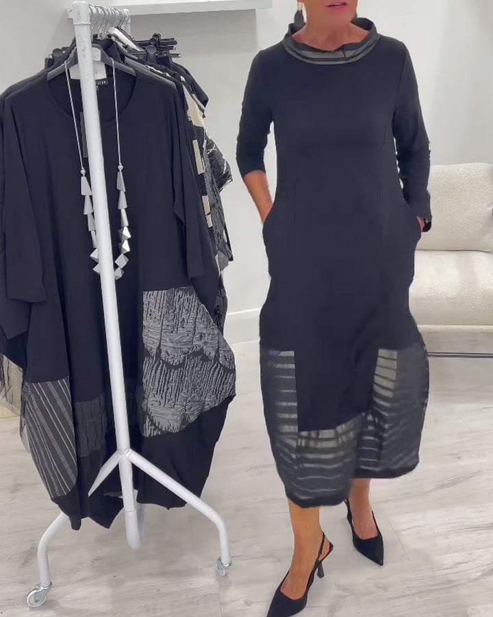 Trendy Solid Color Dress with Panels