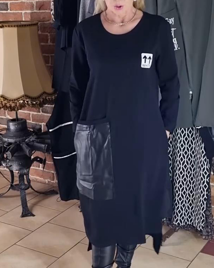 Plus Size Loose Dress PU Panels