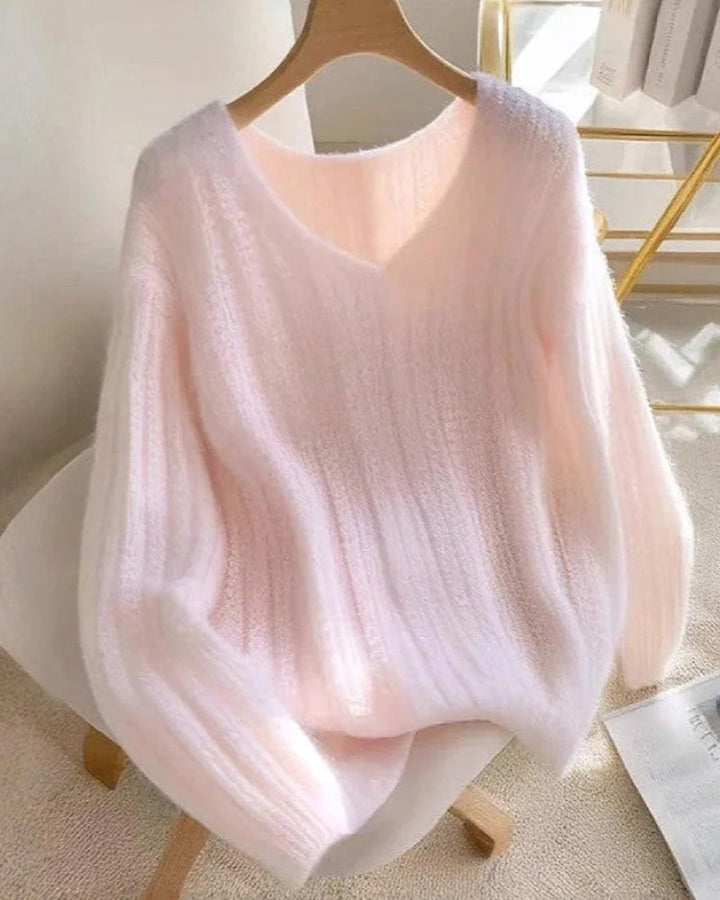 Elegant Plain V-Neck Sweater