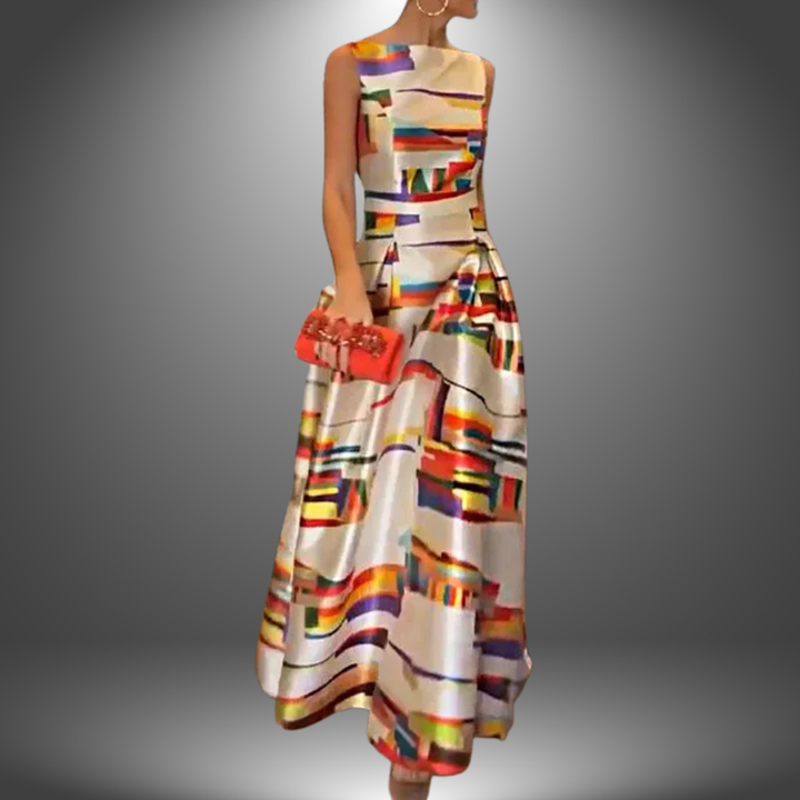 Amelia | Bold Geometric Print Maxi Dress