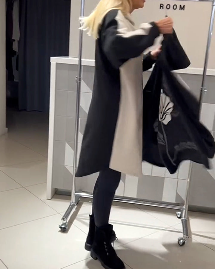 Color-Block Floral Print Hoodie Dress