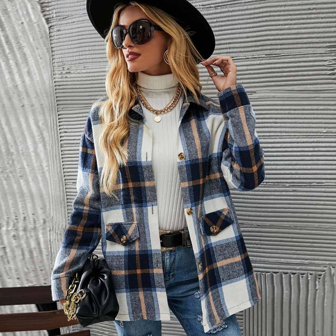 Kelly | Stylish Plaid Blazer Jacket