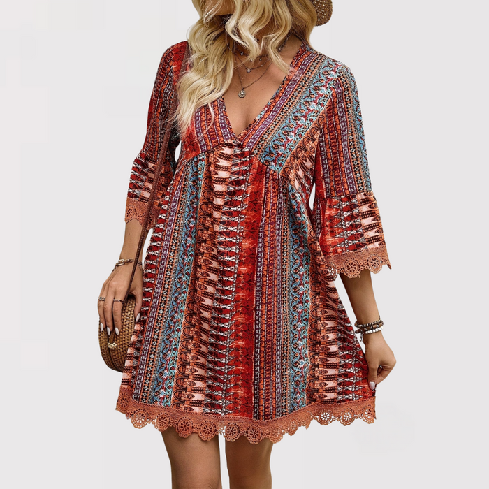 Melina | Boho Chic V-Neck Dress