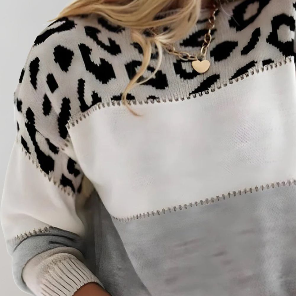Diane - Leopard Accent Knit Sweater
