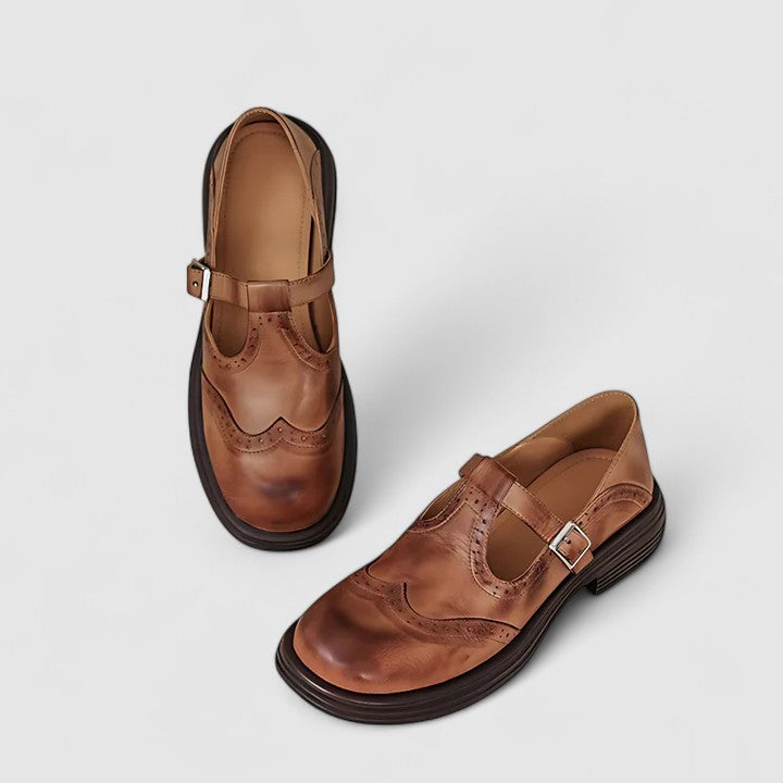 Emily | Classic Women’s Leather T-Strap Shoes