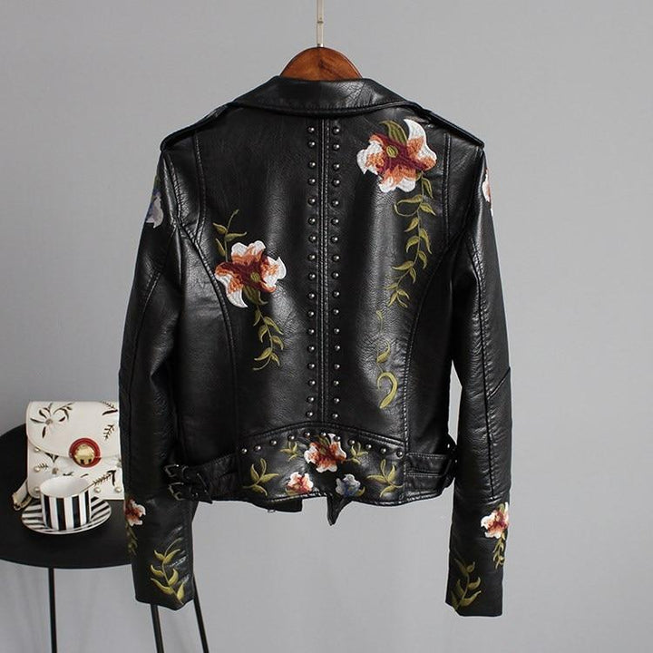 CALLUM – TRENDY EMBROIDERED LEATHER JACKET
