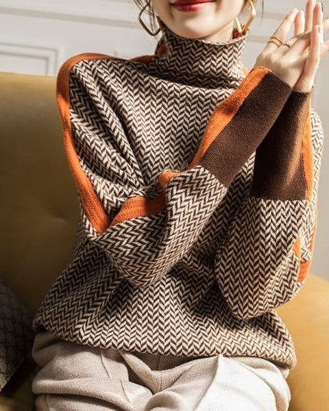 Amaya | High Neck Design Sweater