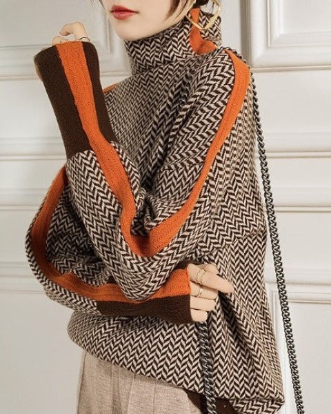 Amaya | High Neck Design Sweater