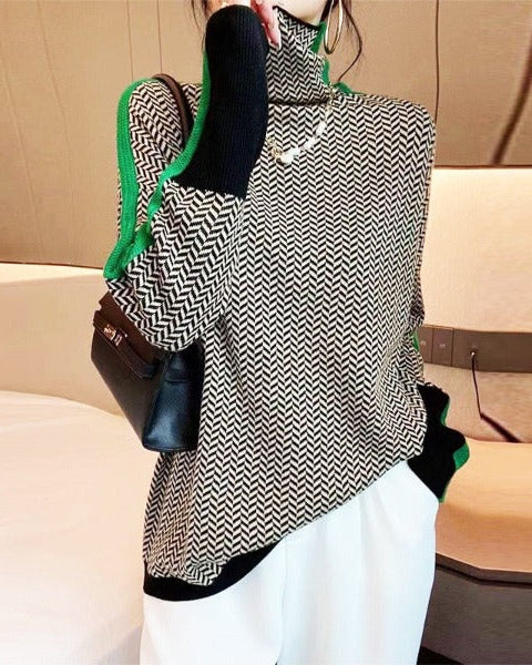 Amaya | High Neck Design Sweater