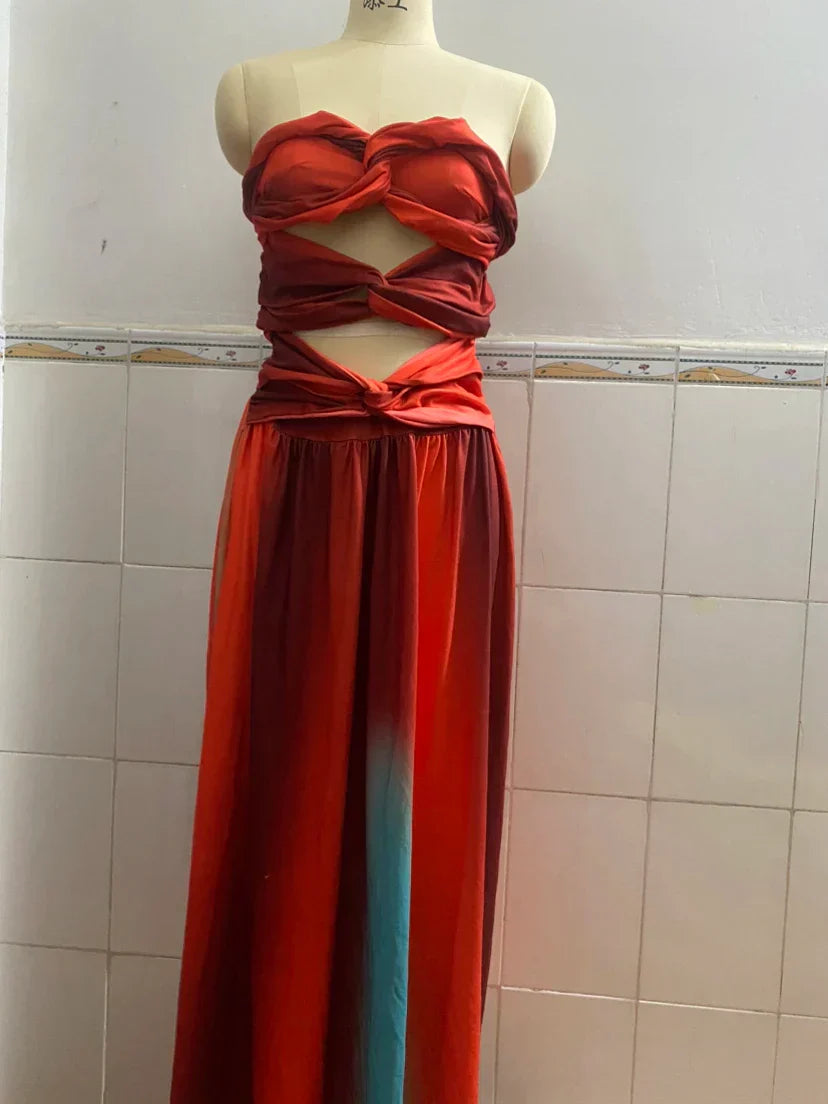 Diana | Elegant Color-Block Maxi Dress