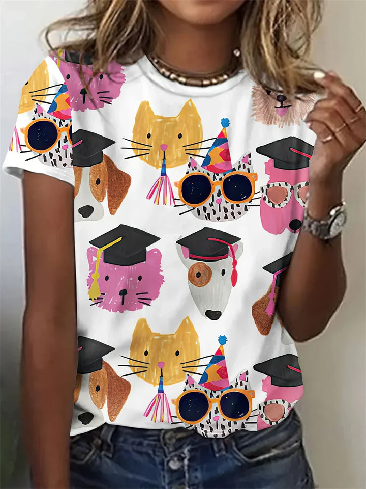 Avrille | Stylish T-shirt with Dog Print