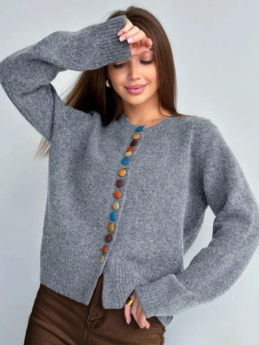 THE NOELLE - BUTTON-ACCENT CARDIGAN