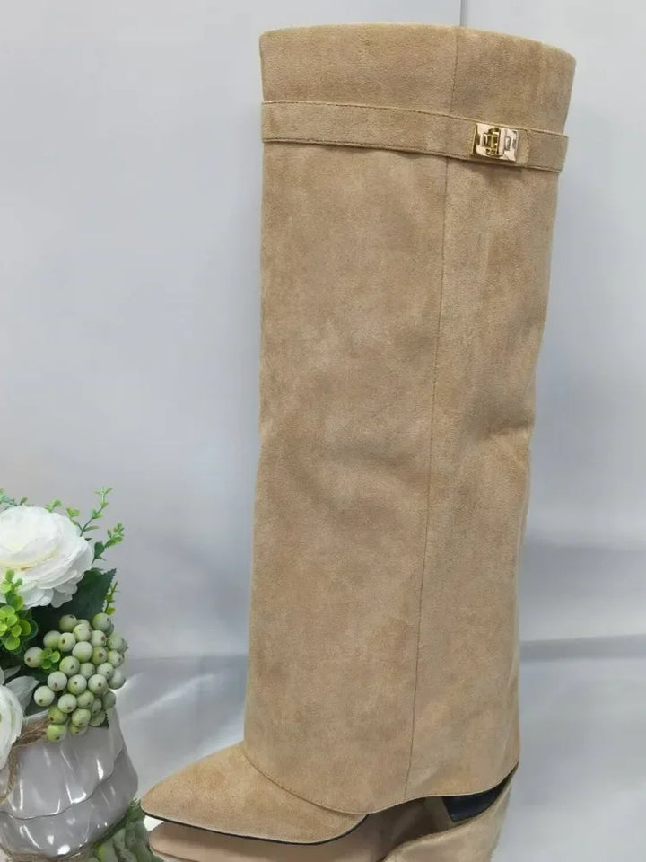 Maya | Women’s Leather Thigh-High Boots with Buckle