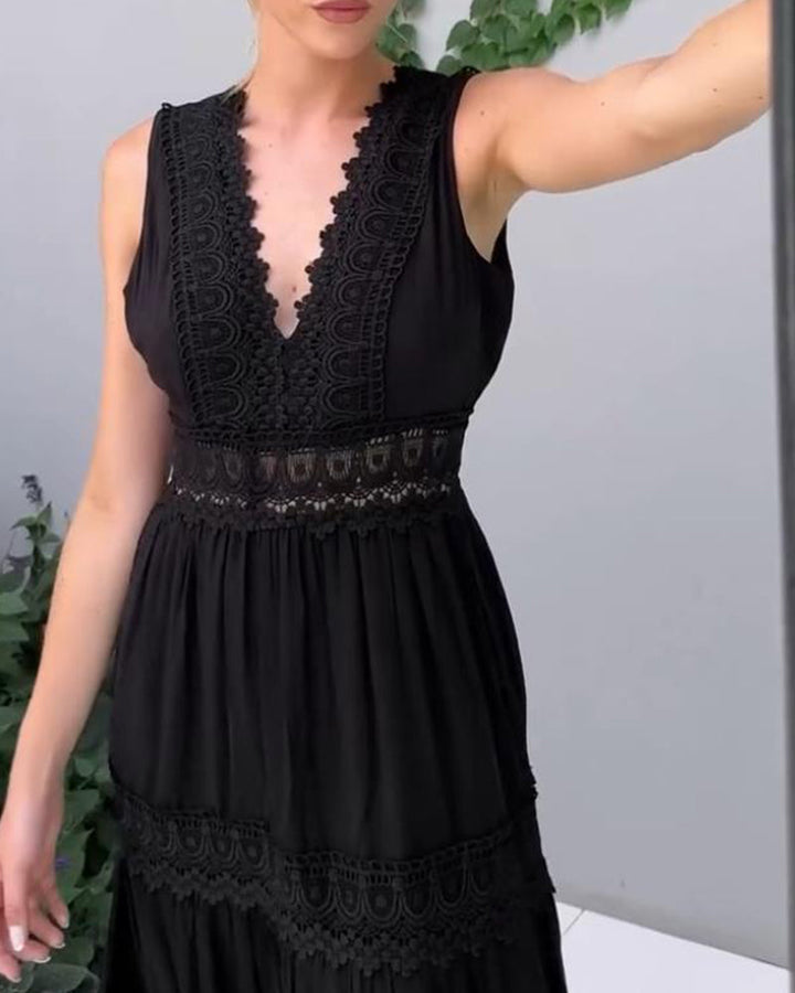 V-neck Lace Tank Dress