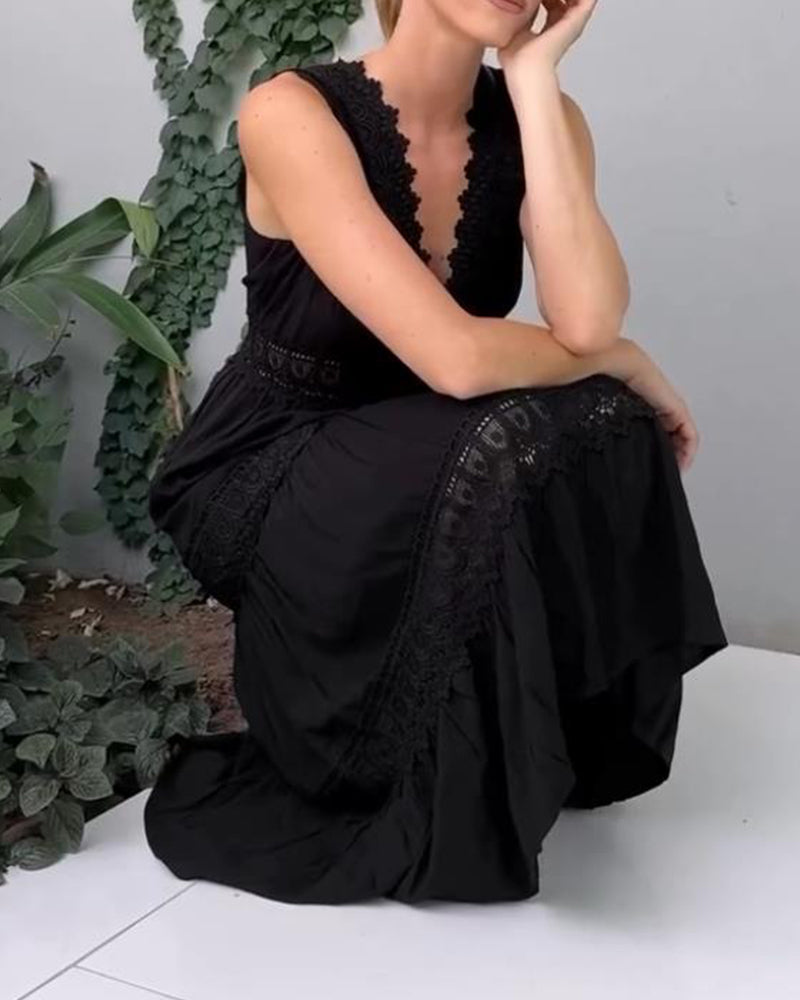 V-neck Lace Tank Dress