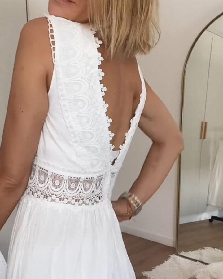 V-neck Lace Tank Dress