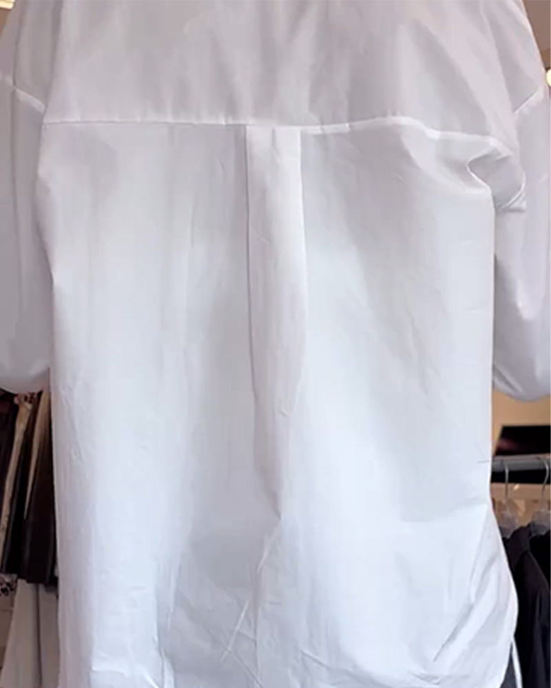 Shirt and Lace Lingerie Set with Long Sleeves