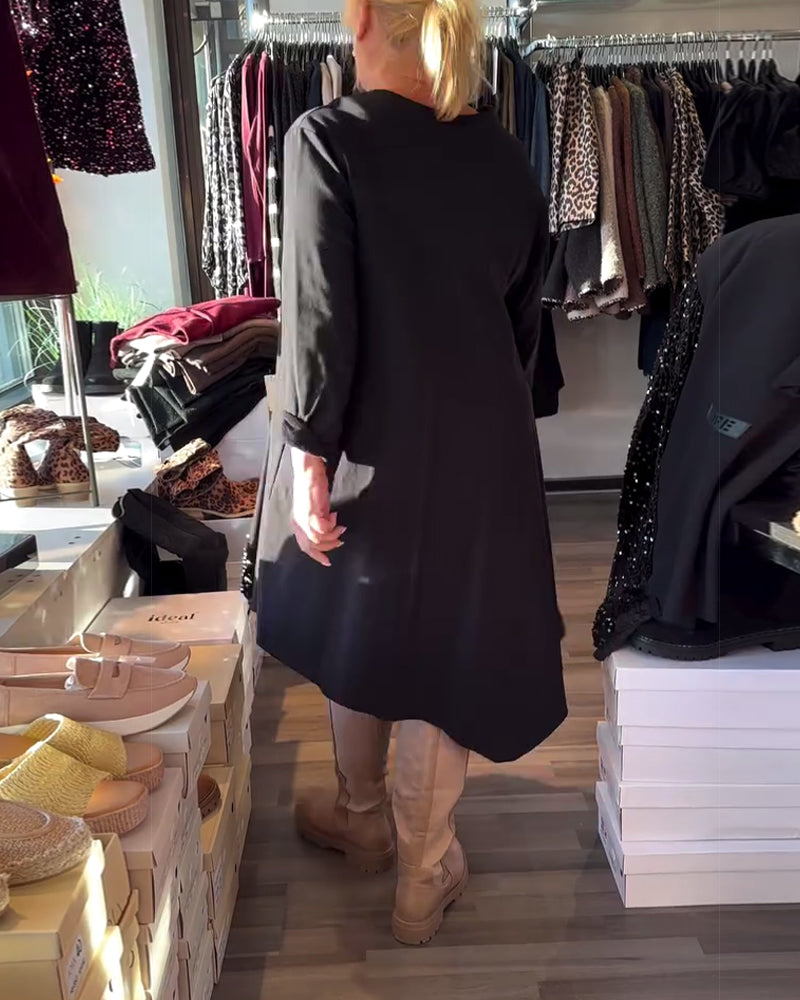 Sequin Panel Round Neck Dress