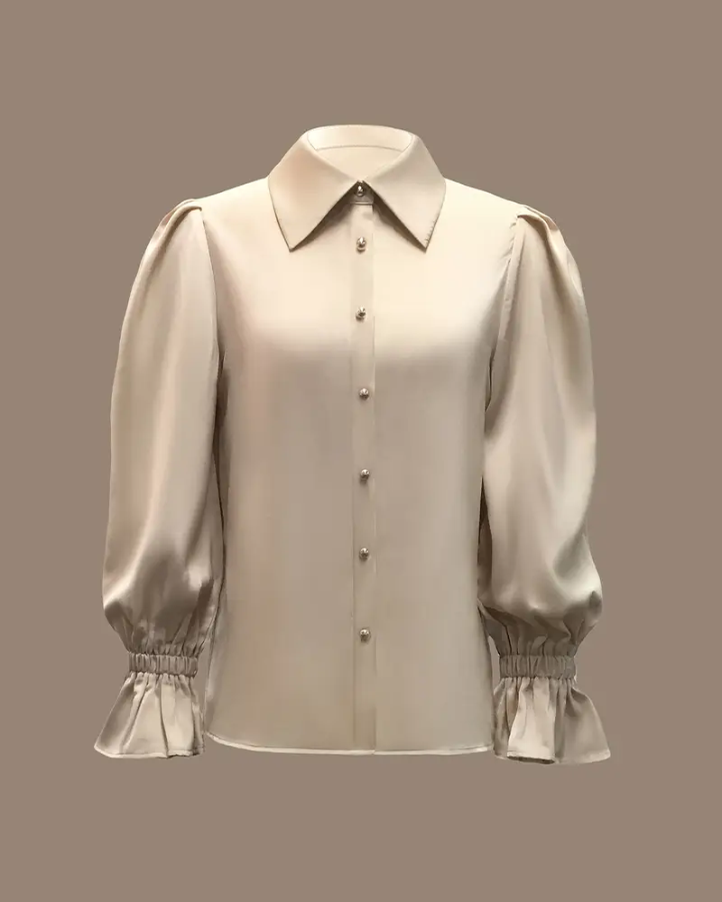 Elegant Satin Blouse with Flared Sleeves