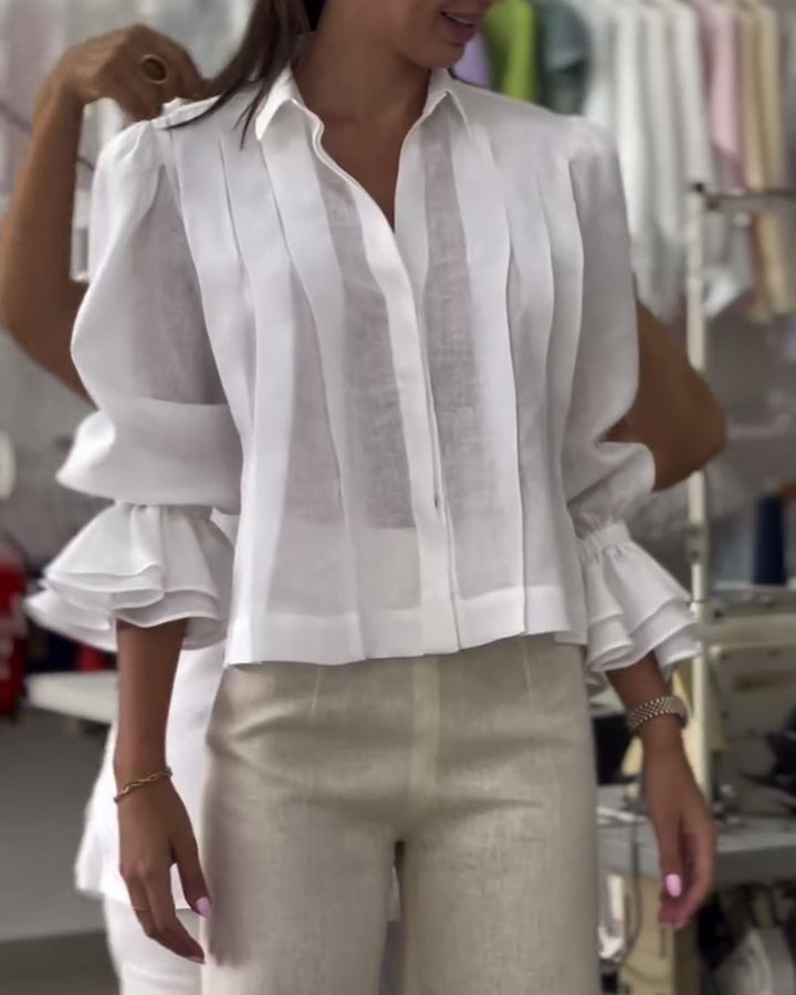 Puff Sleeve Ruffled Shirt