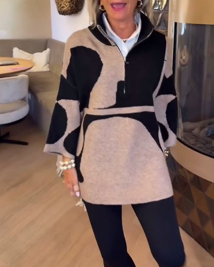 Half-Zip Sweater with High Collar Trendy