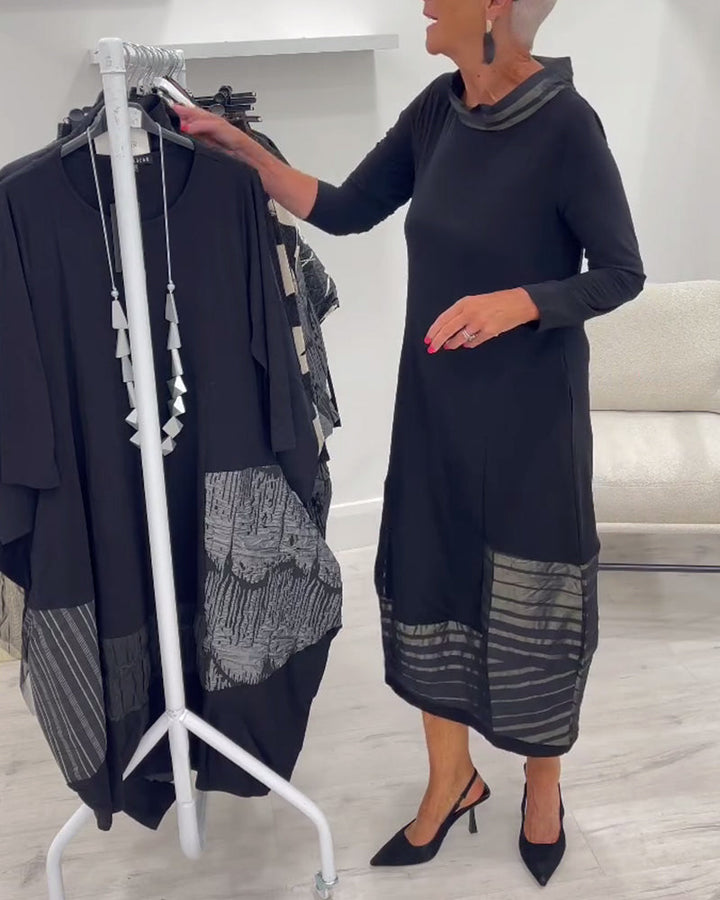 Trendy Solid Color Dress with Panels