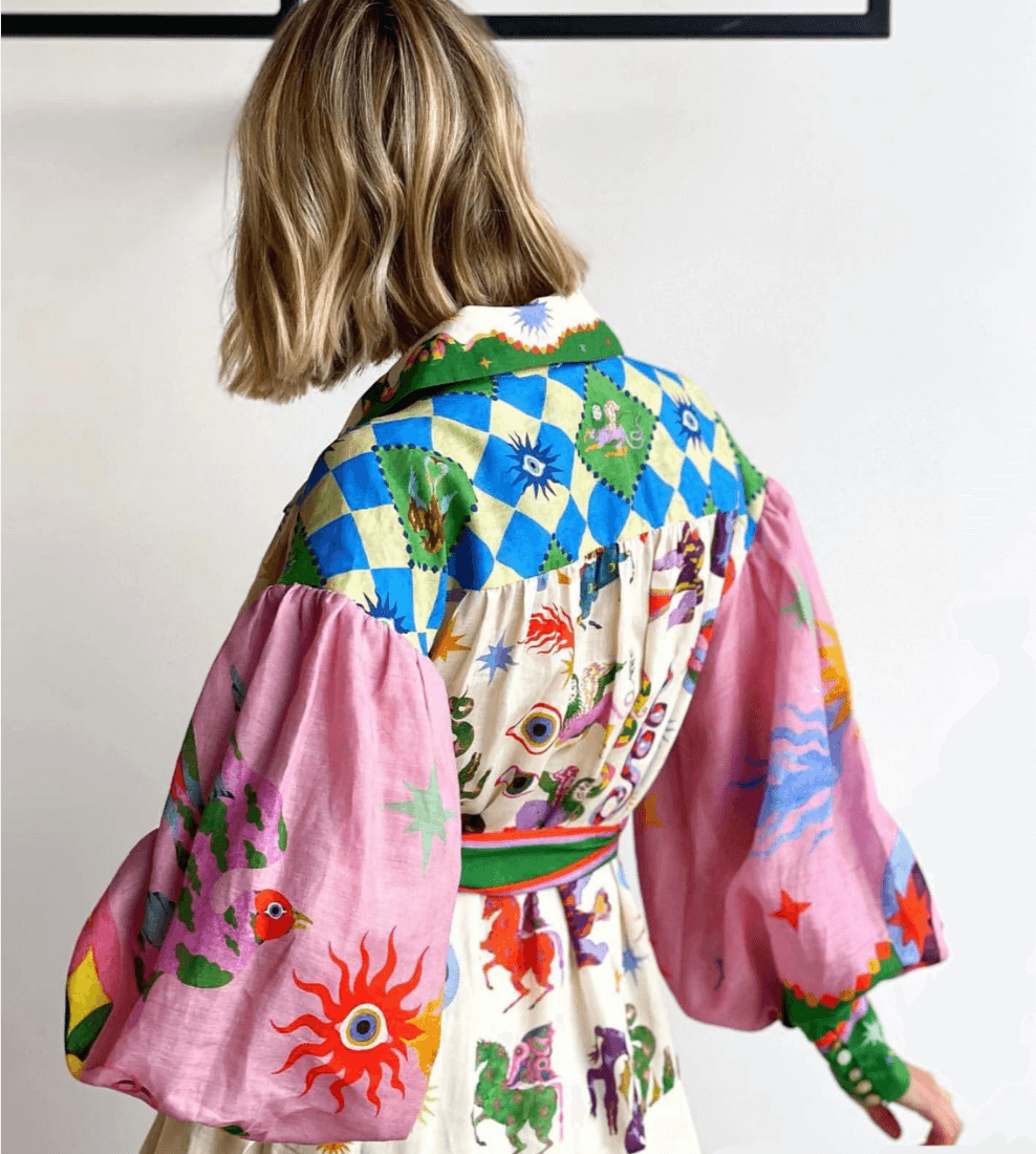 Dorthe | Colorful Print Belted Dress