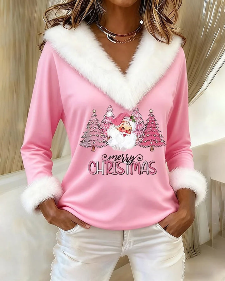 Faux Fur Printed High Neck Top