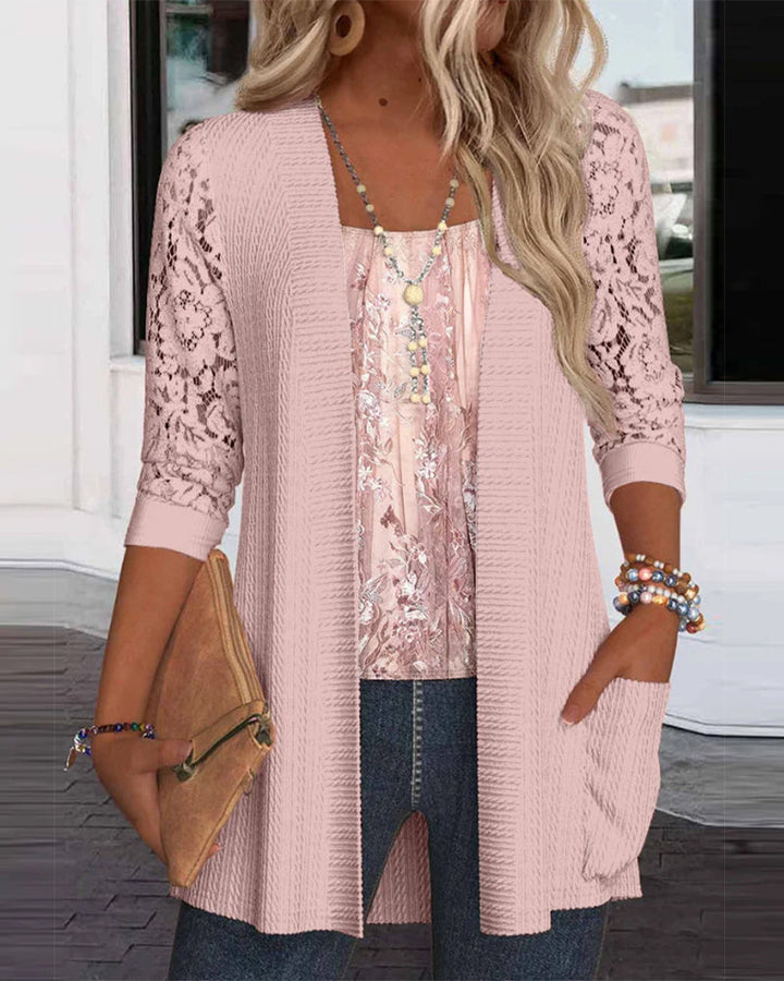 Top With Fake Two-Piece and Patchwork