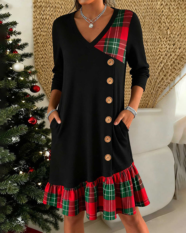 Plaid Print A-Line Dress