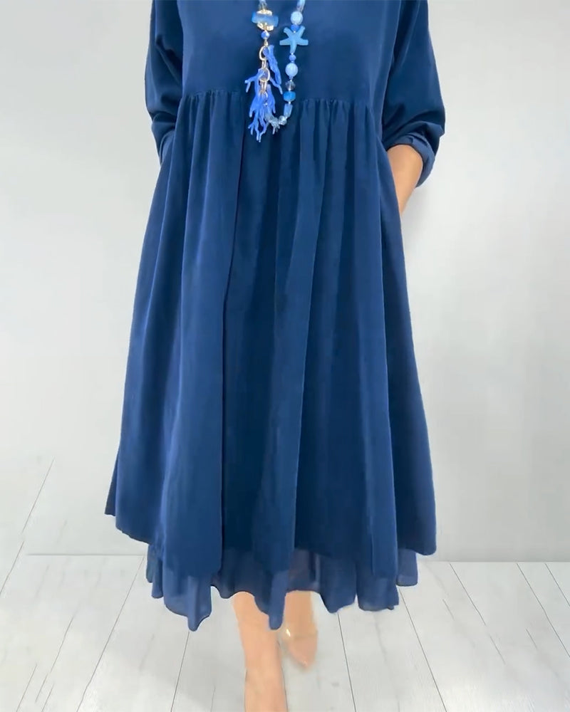 Loose Double Layer Mesh Patchwork Dress