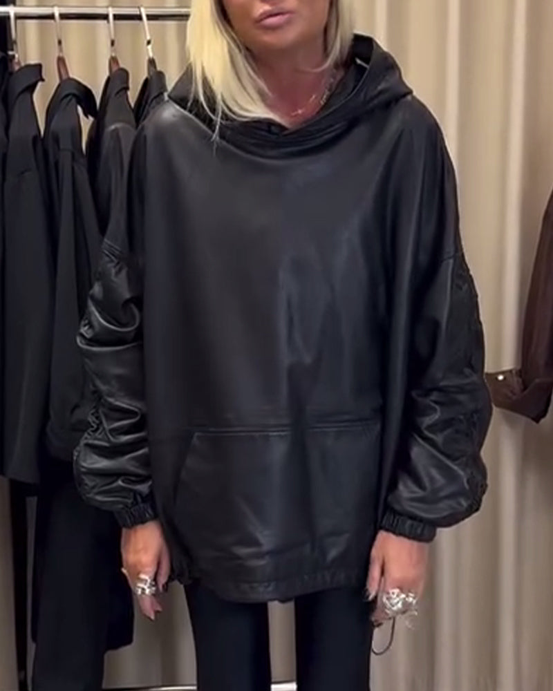 Ample Faux Leather Hoodie