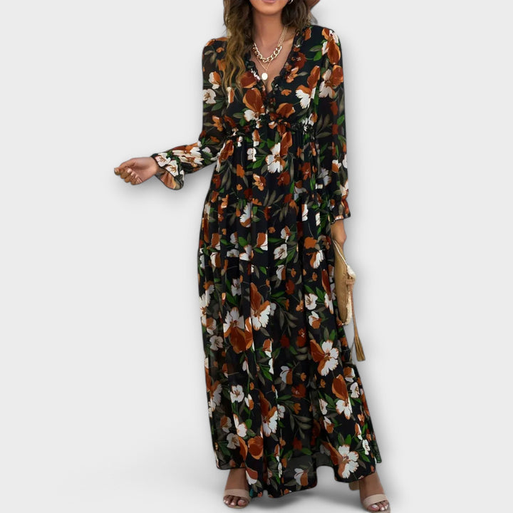 Elle | Floral V-Neck Maxi Dress