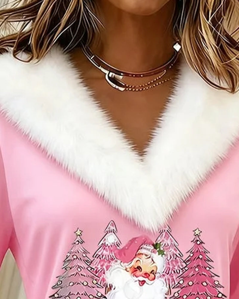 Faux Fur Printed High Neck Top