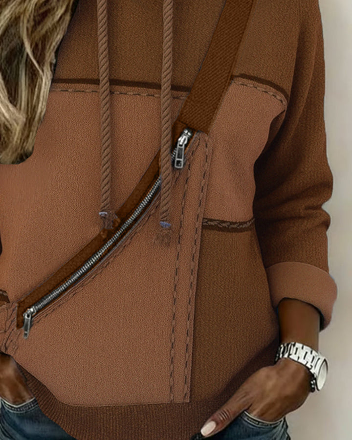 Elegant Color Block Hoodie