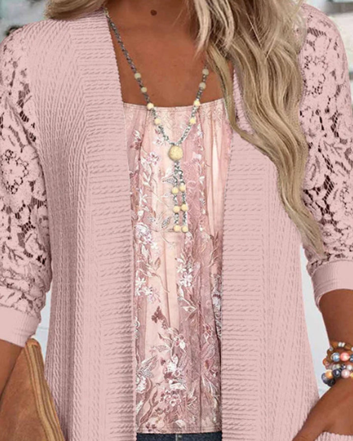 Top With Fake Two-Piece and Patchwork