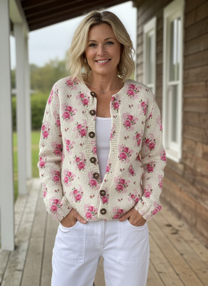 Watercolor French Rose Cardigan