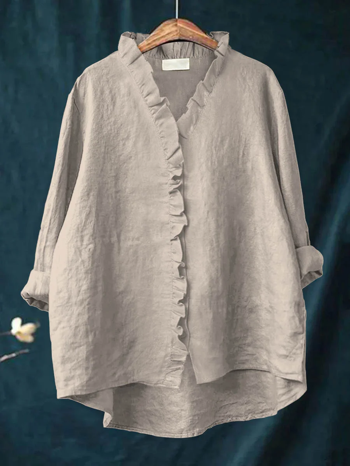 Dianara | Cotton and Linen Shirt with Ruffles