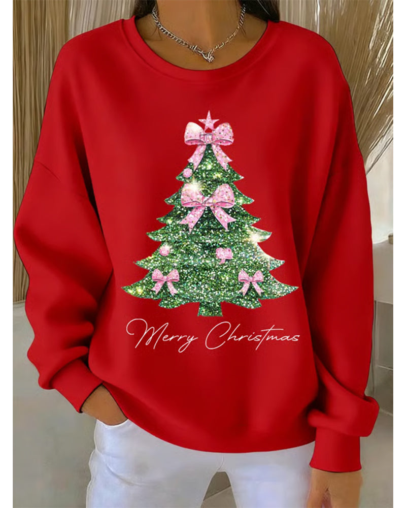 Christmas Printed Long Sleeve Crew Neck Sweatshirt