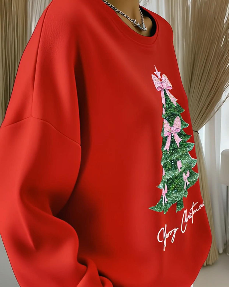 Christmas Printed Long Sleeve Crew Neck Sweatshirt