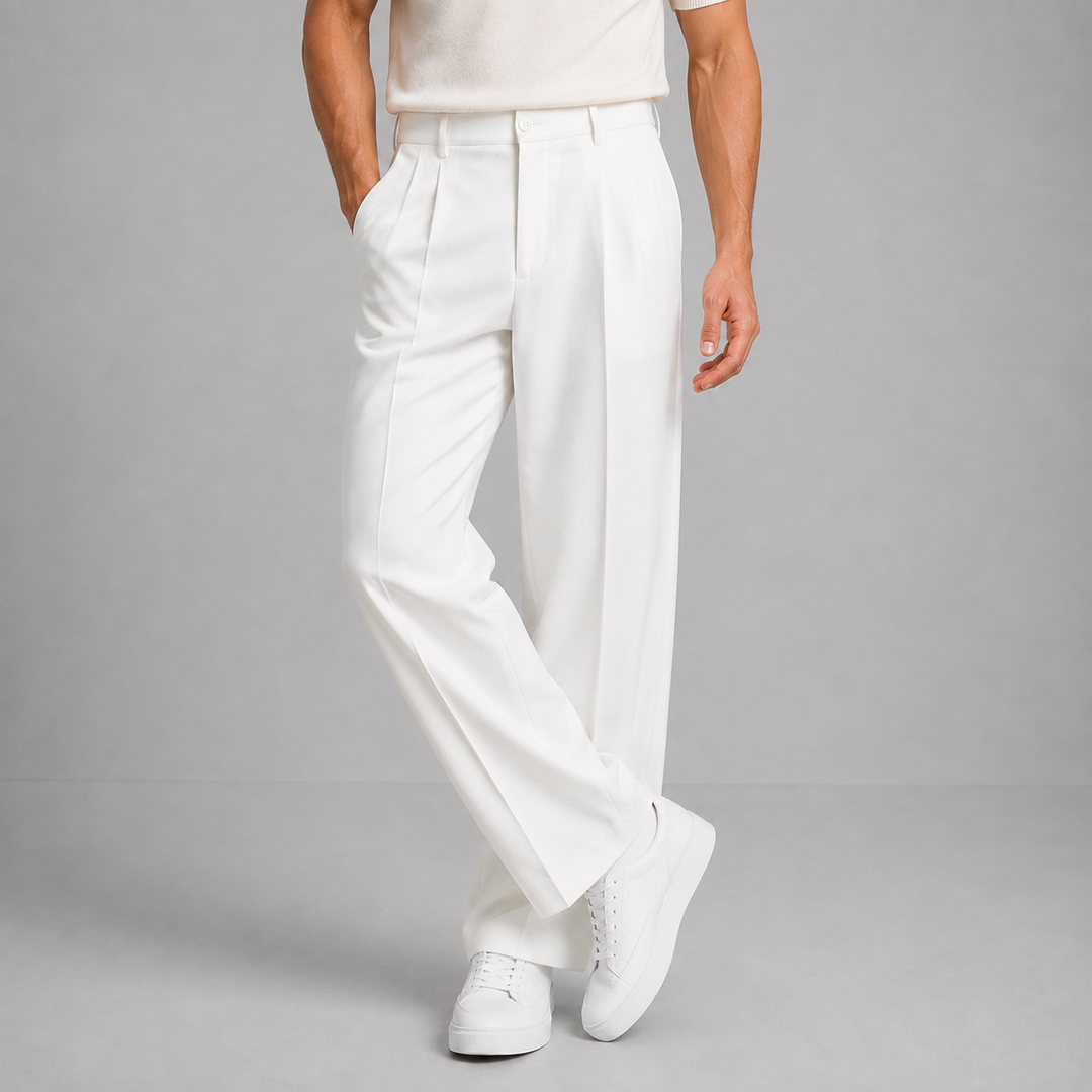 Men's Pleated Tailored Straight-Leg Trousers