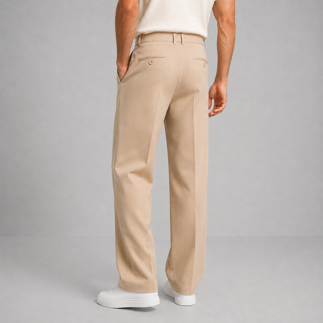 Men's Pleated Tailored Straight-Leg Trousers