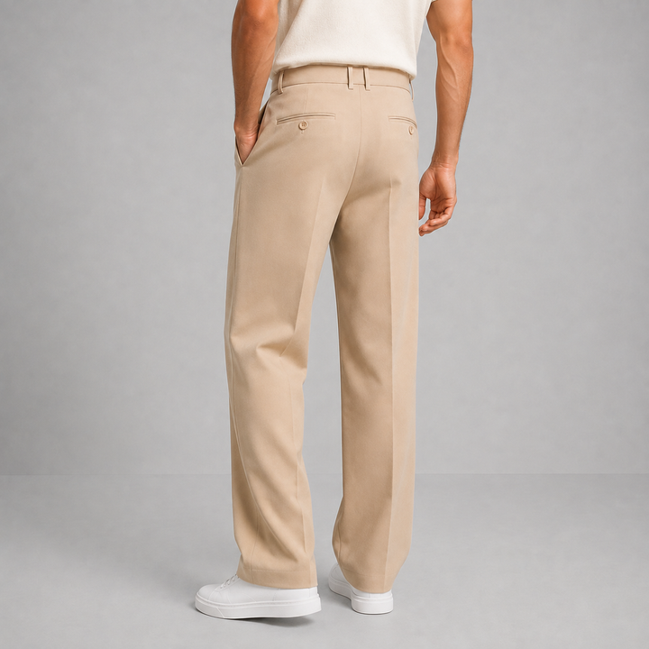 Men's Pleated Tailored Straight-Leg Trousers