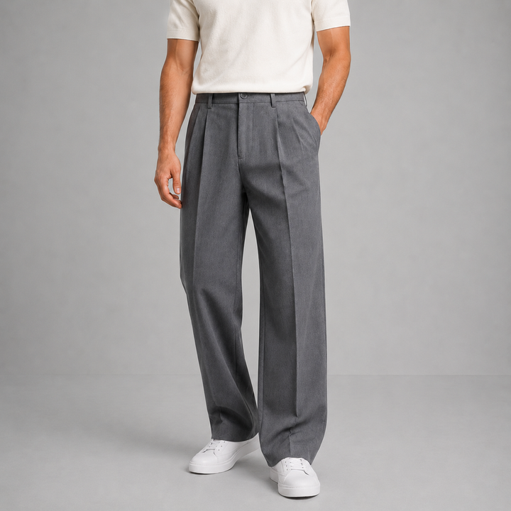 Men's Pleated Tailored Straight-Leg Trousers